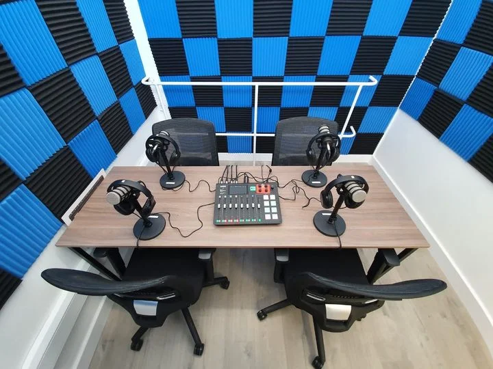 Are you looking for a podcast rental space? Book our premium recording studio and get things started powered by WorkSocial.